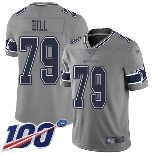Men Dallas Cowboys Limited Gray Trysten Hill #79 100th Season Inverted Legend NFL Jersey